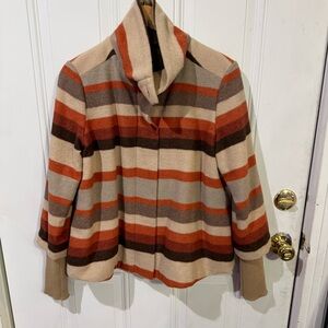 Prana Women's Striped Pea Coat - Brown and Orange
